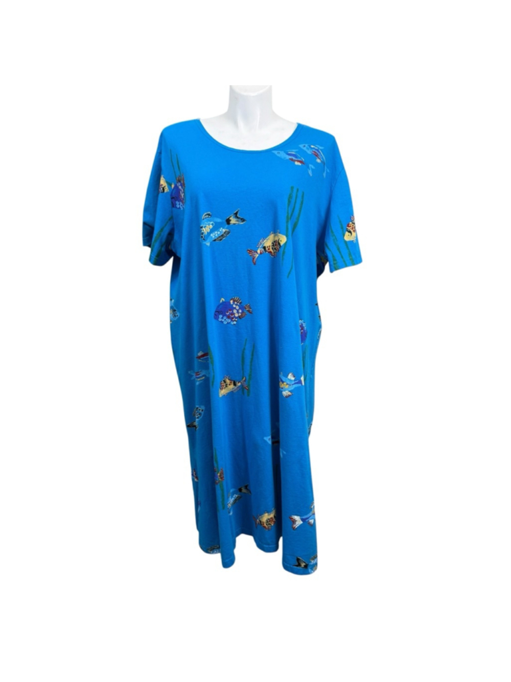 Vintage Original Copa Cabana Tropical Fish Print Muumuu Dress 3X Made In USA